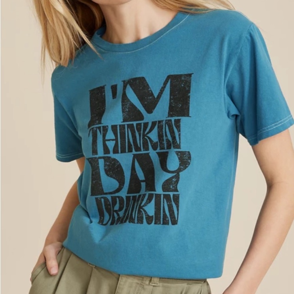 Maurice’s Blue Day Drinking Summer Graphic T-Shirt Women’s size Medium